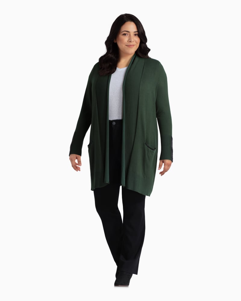 Plus size model with rectangle body shape wearing Noelia Tunic Cardigan by East Adeline | Dia&Co | dia_product_style_image_id:112371